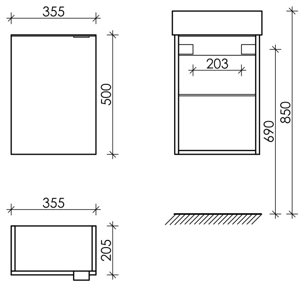 Тумба под раковину Sancos  Mini MN35WL белый глянец